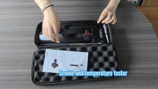 2-in-1 Smoke & Heat Detector Tester, 31cm-2m Telescopic Pole, Intelligent Control