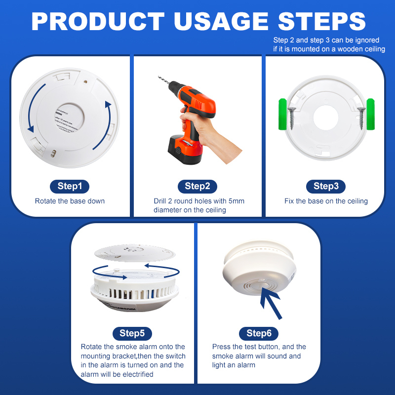 Standalone Smoke/Fire Detector Wireless Smoke Detector Fire Smoke Alarm Alarm Accessories for Home Security