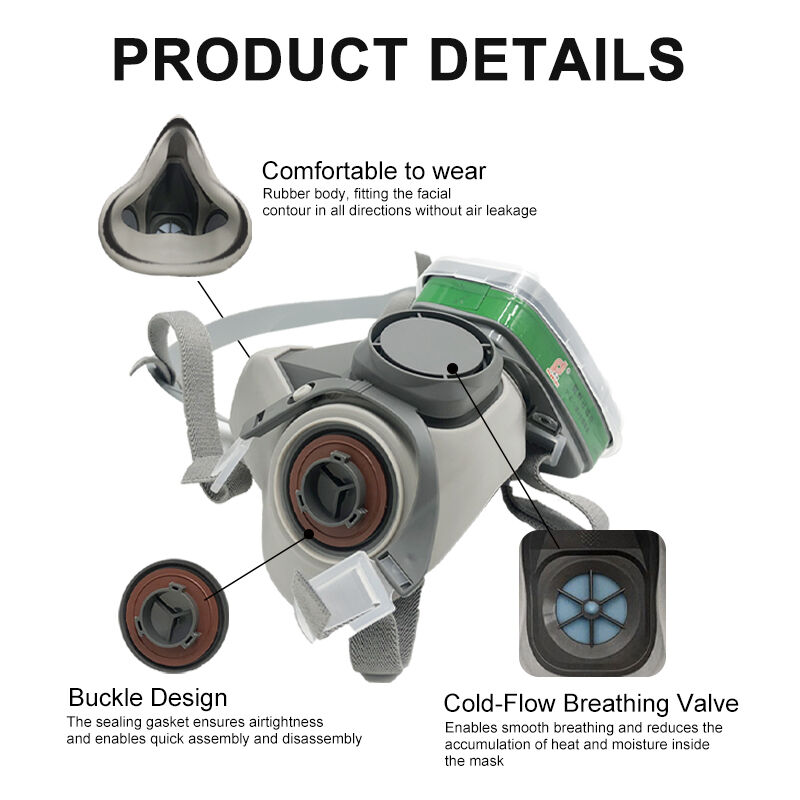 TPE Half Face Respirator Mask Dual Cartridge For Organic Gas Dust Chemical Protection